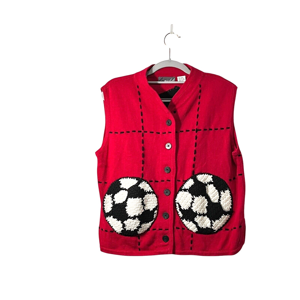 Lisa Nichols Soccer Sweater Vest Women SZ S M L Sample Piece Vintage Unique Knit
